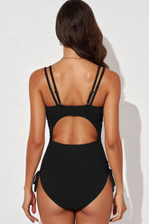 Maillot de bain une pièce plissé à col en V